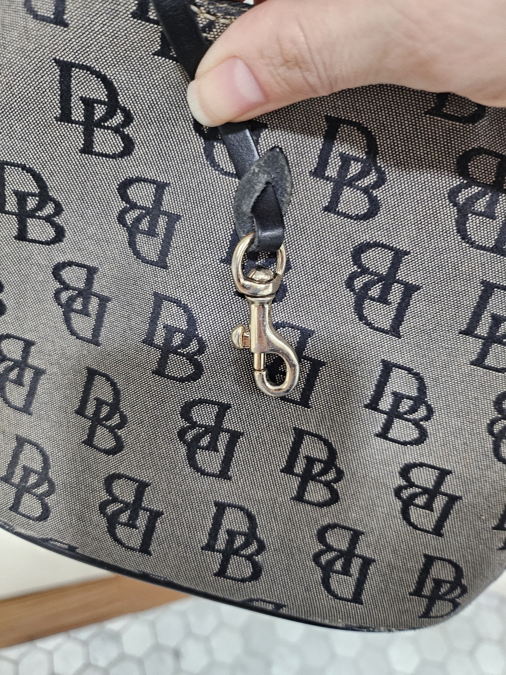 Dooney BOURKE Gray Canvas small Hobo Bag with Black Strap. - Picture 5 of 12